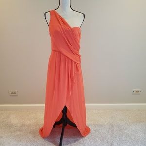 Coral one shoulder dress